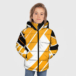 Куртка зимняя для мальчика Жёлтые широкие линии на белом фоне, цвет: 3D-красный — фото 2