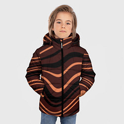 Куртка зимняя для мальчика Красно-коричневый изогнутые линии, цвет: 3D-черный — фото 2