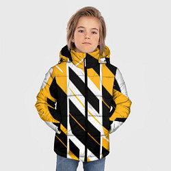 Куртка зимняя для мальчика Black and yellow stripes on a white background, цвет: 3D-черный — фото 2