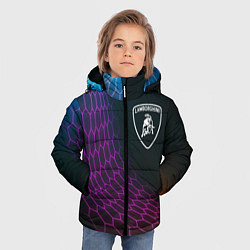 Куртка зимняя для мальчика Lamborghini neon hexagon, цвет: 3D-черный — фото 2