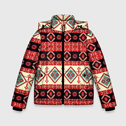 Куртка зимняя для мальчика Этнический геометрический узор, цвет: 3D-черный