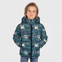 Куртка зимняя для мальчика Граффити корона с бриллиантами, цвет: 3D-черный — фото 2