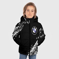 Куртка зимняя для мальчика BMW : автомобильные текстуры шин, цвет: 3D-черный — фото 2