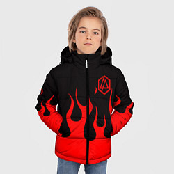 Куртка зимняя для мальчика Linkin park logo fire, цвет: 3D-светло-серый — фото 2