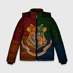 Куртка зимняя для мальчика Hogwarts emblem, цвет: 3D-светло-серый