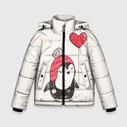 Куртка зимняя для мальчика Влюбленный пингвин, цвет: 3D-светло-серый