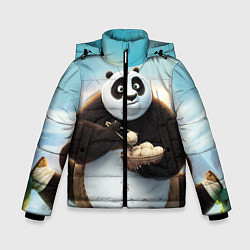 Куртка зимняя для мальчика Кунг фу панда, цвет: 3D-светло-серый