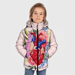 Куртка зимняя для мальчика Цветочное сердце, цвет: 3D-черный — фото 2