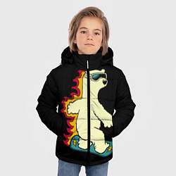 Куртка зимняя для мальчика Мишка на борде, цвет: 3D-светло-серый — фото 2
