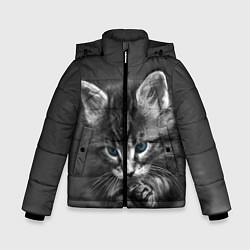 Куртка зимняя для мальчика Голубоглазый котенок, цвет: 3D-черный