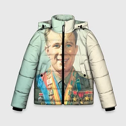 Куртка зимняя для мальчика Гагарин в орденах, цвет: 3D-черный