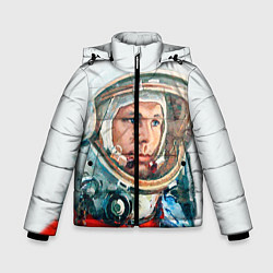 Куртка зимняя для мальчика Гагарин в полете, цвет: 3D-красный