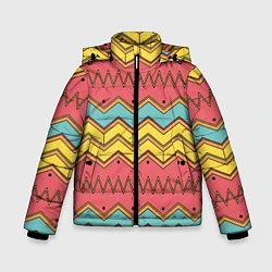Куртка зимняя для мальчика Цветные зигзаги, цвет: 3D-черный