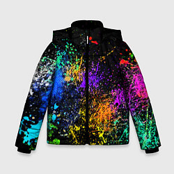 Куртка зимняя для мальчика Брызги красок, цвет: 3D-черный