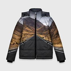 Куртка зимняя для мальчика Пейзаж горная трасса, цвет: 3D-черный