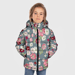 Куртка зимняя для мальчика Цветочки, цвет: 3D-светло-серый — фото 2