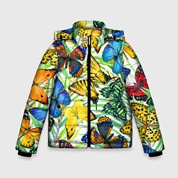 Куртка зимняя для мальчика Тропические бабочки, цвет: 3D-красный