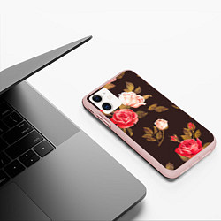 Чехол iPhone 11 матовый Мотив из роз, цвет: 3D-светло-розовый — фото 2