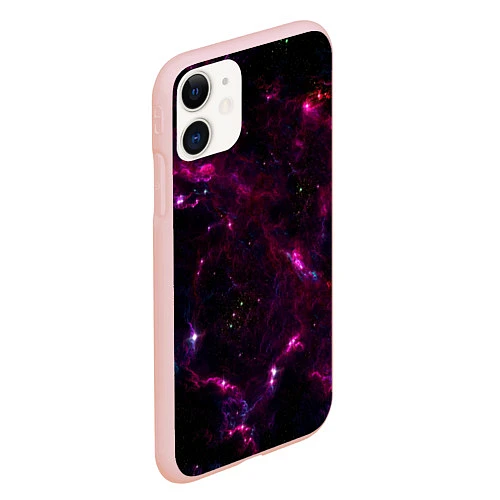 Чехол iPhone 11 матовый Космос / 3D-Светло-розовый – фото 2