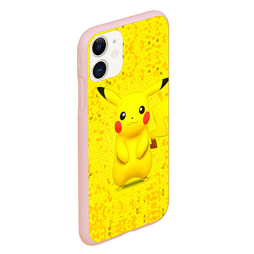 Чехол iPhone 11 матовый Pikachu / 3D-Светло-розовый – фото 2