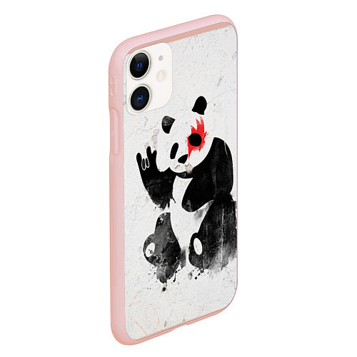 Чехол iPhone 11 матовый Рок-панда / 3D-Светло-розовый – фото 2