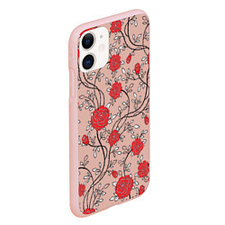 Чехол iPhone 11 матовый Плетение из розочек, цвет: 3D-светло-розовый — фото 2