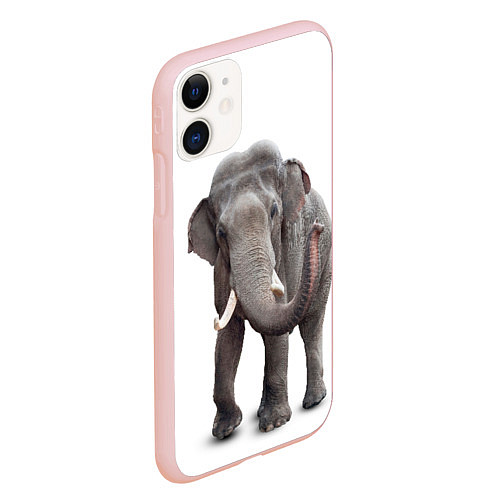 Чехол iPhone 11 матовый Большой слон / 3D-Светло-розовый – фото 2