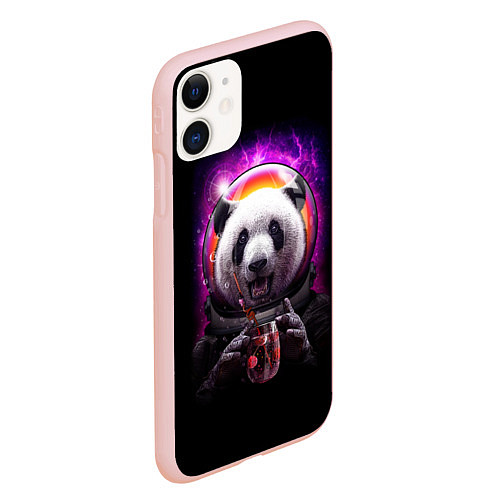 Чехол iPhone 11 матовый Panda Cosmonaut / 3D-Светло-розовый – фото 2