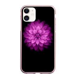 Чехол iPhone 11 матовый Violet Flower, цвет: 3D-светло-розовый