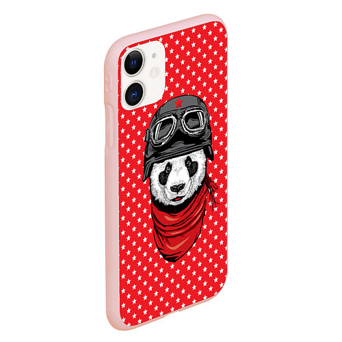 Чехол iPhone 11 матовый Панда пилот / 3D-Светло-розовый – фото 2