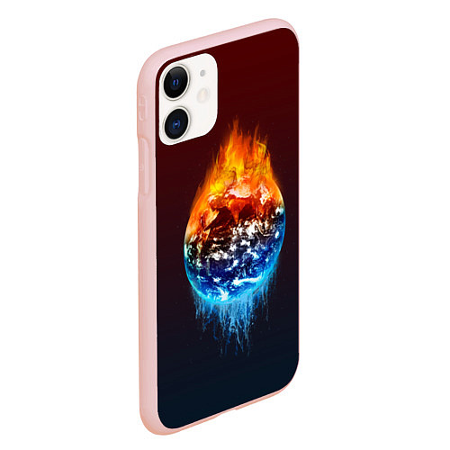 Чехол iPhone 11 матовый Огонь против воды / 3D-Светло-розовый – фото 2
