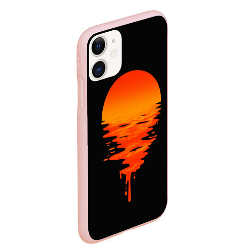 Чехол iPhone 11 матовый Отражение Солнца / 3D-Светло-розовый – фото 2