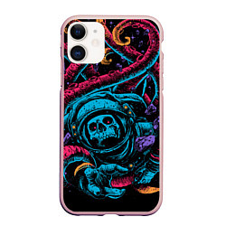 Чехол iPhone 11 матовый Космический осьминог, цвет: 3D-светло-розовый
