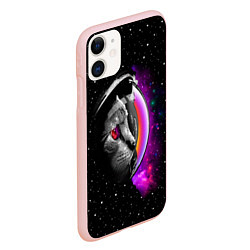 Чехол iPhone 11 матовый Космический кот, цвет: 3D-светло-розовый — фото 2