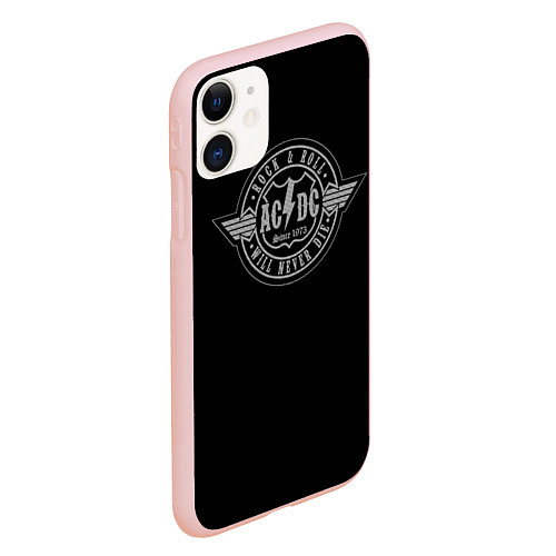 Чехол iPhone 11 матовый AC/DC: Will never die / 3D-Светло-розовый – фото 2
