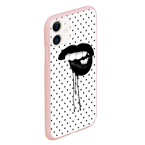 Чехол iPhone 11 матовый Black Lips / 3D-Светло-розовый – фото 2