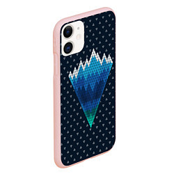 Чехол iPhone 11 матовый Геометрические горы, цвет: 3D-светло-розовый — фото 2