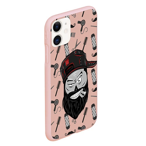 Чехол iPhone 11 матовый Барбер Борода / 3D-Светло-розовый – фото 2