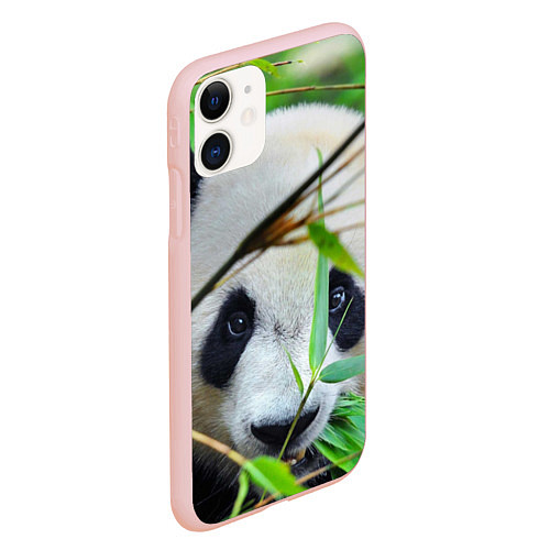 Чехол iPhone 11 матовый Панда в лесу / 3D-Светло-розовый – фото 2