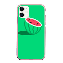Чехол iPhone 11 матовый Арбуз, цвет: 3D-светло-розовый