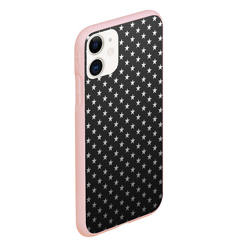 Чехол iPhone 11 матовый Black Milk: Stars Black / 3D-Светло-розовый – фото 2