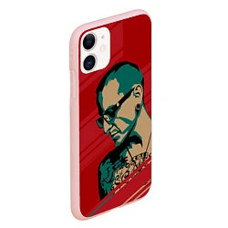 Чехол iPhone 11 матовый Chester Bennington, цвет: 3D-светло-розовый — фото 2