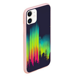 Чехол iPhone 11 матовый Северное сияние, цвет: 3D-светло-розовый — фото 2