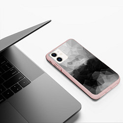 Чехол iPhone 11 матовый Polygon gray, цвет: 3D-светло-розовый — фото 2