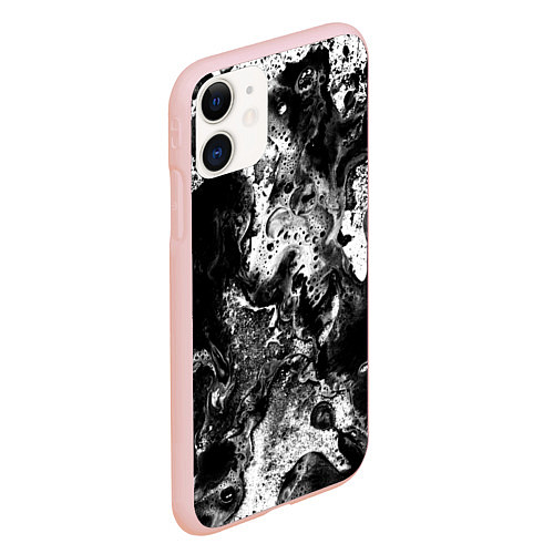 Чехол iPhone 11 матовый Чёрная краска / 3D-Светло-розовый – фото 2