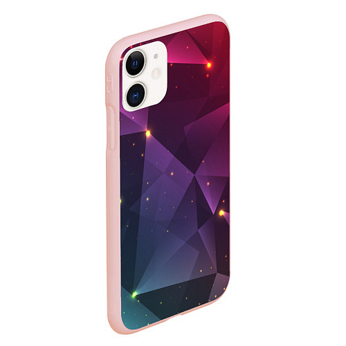 Чехол iPhone 11 матовый Colorful triangles / 3D-Светло-розовый – фото 2