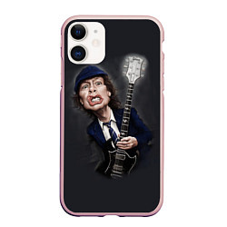 Чехол iPhone 11 матовый AC/DC: Guitarist, цвет: 3D-светло-розовый