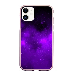 Чехол iPhone 11 матовый Космос, цвет: 3D-светло-розовый