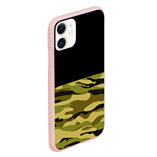 Чехол iPhone 11 матовый Лесной Камуфляж / 3D-Светло-розовый – фото 2