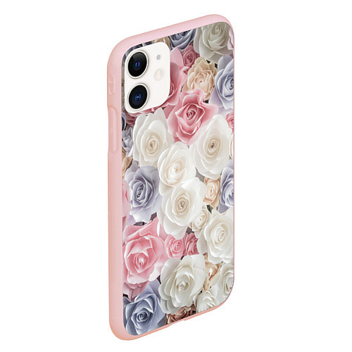 Чехол iPhone 11 матовый Букет из роз / 3D-Светло-розовый – фото 2